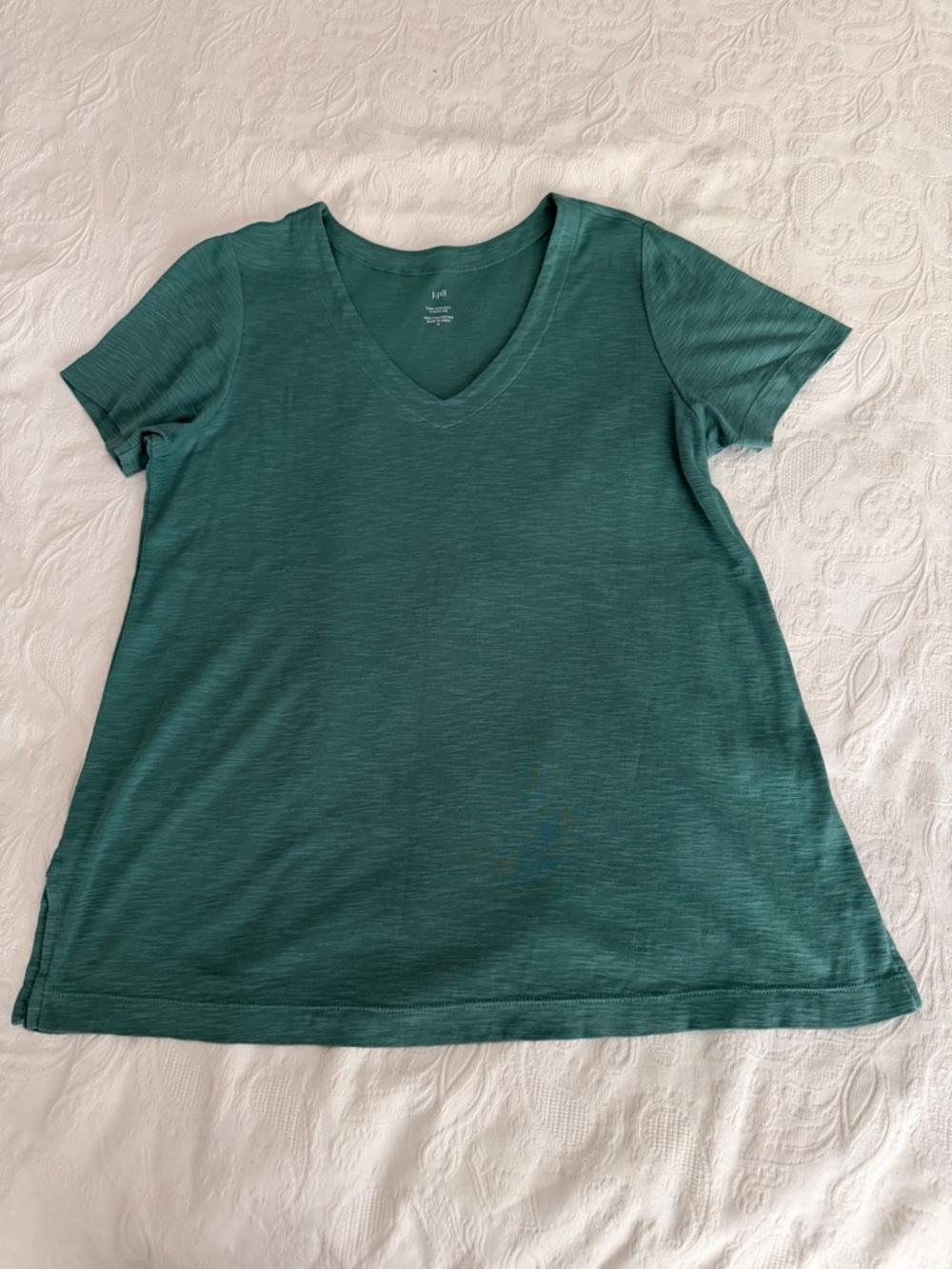 J. Jill Teal V-Neck Short Sleeve Tee